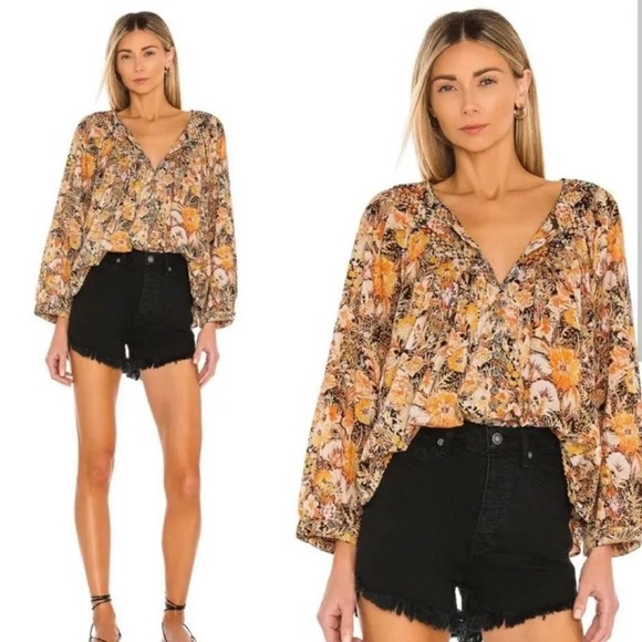 Free People Tops - Free People Multicolor Floral Blouse